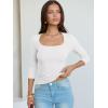 image:imageANRABESS Womens 34 Sleeve Scoop Neck Tops Ribbed Knit Slim Fitted Casual Basic Tee Shirts 2025 Fall Trendy Going Out TShirtWhite