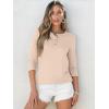 image:imageANRABESS Womens 34 Sleeve Tops Henley Shirts Casual Trendy Button T Shirts 2026 Summer Basic TunicApricot