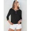 image:imageANRABESS Womens 34 Sleeve Tops Henley Shirts Casual Trendy Button T Shirts 2026 Summer Basic TunicBlack