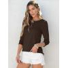 image:imageANRABESS Womens 34 Sleeve Tops Henley Shirts Casual Trendy Button T Shirts 2026 Summer Basic TunicBrown
