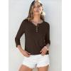 image:imageANRABESS Womens 34 Sleeve Tops Henley Shirts Casual Trendy Button T Shirts 2026 Summer Basic TunicBrown
