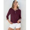 image:imageANRABESS Womens 34 Sleeve Tops Henley Shirts Casual Trendy Button T Shirts 2026 Summer Basic TunicBurgundy
