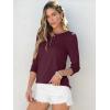 image:imageANRABESS Womens 34 Sleeve Tops Henley Shirts Casual Trendy Button T Shirts 2026 Summer Basic TunicBurgundy