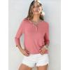 image:imageANRABESS Womens 34 Sleeve Tops Henley Shirts Casual Trendy Button T Shirts 2026 Summer Basic TunicCoral Pink