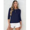 image:imageANRABESS Womens 34 Sleeve Tops Henley Shirts Casual Trendy Button T Shirts 2026 Summer Basic TunicDark Blue