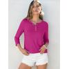 image:imageANRABESS Womens 34 Sleeve Tops Henley Shirts Casual Trendy Button T Shirts 2026 Summer Basic TunicHot Pink