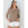 image:imageANRABESS Womens 34 Sleeve Tops Henley Shirts Casual Trendy Button T Shirts 2026 Summer Basic TunicKhaki