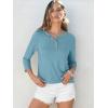 image:imageANRABESS Womens 34 Sleeve Tops Henley Shirts Casual Trendy Button T Shirts 2026 Summer Basic TunicLake Blue
