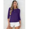 image:imageANRABESS Womens 34 Sleeve Tops Henley Shirts Casual Trendy Button T Shirts 2026 Summer Basic TunicPurple