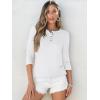 image:imageANRABESS Womens 34 Sleeve Tops Henley Shirts Casual Trendy Button T Shirts 2026 Summer Basic TunicWhite