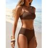 image:imageANRABESS Womens Bikini Sets  High Waisted Lace Swimsuits Two Piece Beach WearCoffee