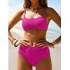 image:imageANRABESS Womens Bikini Sets  High Waisted Lace Swimsuits Two Piece Beach WearHot Pink