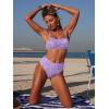 image:imageANRABESS Womens Bikini Sets  High Waisted Lace Swimsuits Two Piece Beach WearPurple