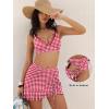 image:imageANRABESS Womens Bikini Skirt Sets High Waisted Two Piece Swimsuits 2026 Summer Tummy Control Mesh Swim Bathing SuitsRed Plaid