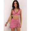 image:imageANRABESS Womens Bikini Skirt Sets High Waisted Two Piece Swimsuits 2026 Summer Tummy Control Mesh Swim Bathing SuitsRed Plaid