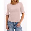image:imageANRABESS Womens Boat Neck Bell Short Sleeve Shirts Ruched Crop Dressy Work Blouse Business Casual Top 2026 Spring ClothingApricot