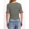 image:imageANRABESS Womens Boat Neck Bell Short Sleeve Shirts Ruched Crop Dressy Work Blouse Business Casual Top 2026 Spring ClothingArmy Green