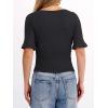 image:imageANRABESS Womens Boat Neck Bell Short Sleeve Shirts Ruched Crop Dressy Work Blouse Business Casual Top 2026 Spring ClothingBlack