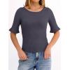 image:imageANRABESS Womens Boat Neck Bell Short Sleeve Shirts Ruched Crop Dressy Work Blouse Business Casual Top 2026 Spring ClothingCharcoal