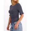 image:imageANRABESS Womens Boat Neck Bell Short Sleeve Shirts Ruched Crop Dressy Work Blouse Business Casual Top 2026 Spring ClothingCharcoal