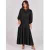 image:imageANRABESS Womens Boho Maxi Dresses 2026 Summer V Neck Puff Sleeve Floral Flowy Swing Fall Casual Long DressBlack