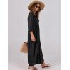 image:imageANRABESS Womens Boho Maxi Dresses 2026 Summer V Neck Puff Sleeve Floral Flowy Swing Fall Casual Long DressBlack
