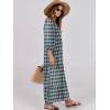 image:imageANRABESS Womens Boho Maxi Dresses 2026 Summer V Neck Puff Sleeve Floral Flowy Swing Fall Casual Long DressDark Green