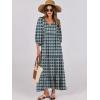 image:imageANRABESS Womens Boho Maxi Dresses 2026 Summer V Neck Puff Sleeve Floral Flowy Swing Fall Casual Long DressDark Green
