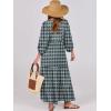 image:imageANRABESS Womens Boho Maxi Dresses 2026 Summer V Neck Puff Sleeve Floral Flowy Swing Fall Casual Long DressDark Green