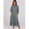 image:imageANRABESS Womens Boho Maxi Dresses 2026 Summer V Neck Puff Sleeve Floral Flowy Swing Fall Casual Long DressDark Green