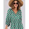 image:imageANRABESS Womens Boho Maxi Dresses 2026 Summer V Neck Puff Sleeve Floral Flowy Swing Fall Casual Long DressGreen