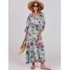 image:imageANRABESS Womens Boho Maxi Dresses 2026 Summer V Neck Puff Sleeve Floral Flowy Swing Fall Casual Long DressGreen Floral