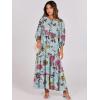 image:imageANRABESS Womens Boho Maxi Dresses 2026 Summer V Neck Puff Sleeve Floral Flowy Swing Fall Casual Long DressGreen Floral