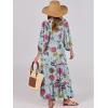 image:imageANRABESS Womens Boho Maxi Dresses 2026 Summer V Neck Puff Sleeve Floral Flowy Swing Fall Casual Long DressGreen Floral