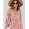 image:imageANRABESS Womens Boho Maxi Dresses 2026 Summer V Neck Puff Sleeve Floral Flowy Swing Fall Casual Long DressGreygreen Pink Floral