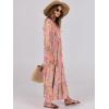 image:imageANRABESS Womens Boho Maxi Dresses 2026 Summer V Neck Puff Sleeve Floral Flowy Swing Fall Casual Long DressGreygreen Pink Floral