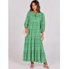 image:imageANRABESS Womens Boho Maxi Dresses 2026 Summer V Neck Puff Sleeve Floral Flowy Swing Fall Casual Long DressLight Green