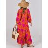 image:imageANRABESS Womens Boho Maxi Dresses 2026 Summer V Neck Puff Sleeve Floral Flowy Swing Fall Casual Long DressOrange Rose Floral