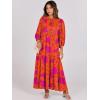image:imageANRABESS Womens Boho Maxi Dresses 2026 Summer V Neck Puff Sleeve Floral Flowy Swing Fall Casual Long DressOrange Rose Floral