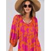 image:imageANRABESS Womens Boho Maxi Dresses 2026 Summer V Neck Puff Sleeve Floral Flowy Swing Fall Casual Long DressOrange Rose Floral