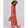 image:imageANRABESS Womens Boho Maxi Dresses 2026 Summer V Neck Puff Sleeve Floral Flowy Swing Fall Casual Long DressPink