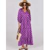 image:imageANRABESS Womens Boho Maxi Dresses 2026 Summer V Neck Puff Sleeve Floral Flowy Swing Fall Casual Long DressPurple