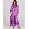 image:imageANRABESS Womens Boho Maxi Dresses 2026 Summer V Neck Puff Sleeve Floral Flowy Swing Fall Casual Long DressPurple