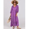 image:imageANRABESS Womens Boho Maxi Dresses 2026 Summer V Neck Puff Sleeve Floral Flowy Swing Fall Casual Long DressPurple