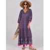 image:imageANRABESS Womens Boho Maxi Dresses 2026 Summer V Neck Puff Sleeve Floral Flowy Swing Fall Casual Long DressPurple Floral