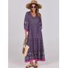 image:imageANRABESS Womens Boho Maxi Dresses 2026 Summer V Neck Puff Sleeve Floral Flowy Swing Fall Casual Long DressPurple Floral