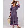 image:imageANRABESS Womens Boho Maxi Dresses 2026 Summer V Neck Puff Sleeve Floral Flowy Swing Fall Casual Long DressPurple Floral
