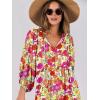 image:imageANRABESS Womens Boho Maxi Dresses 2026 Summer V Neck Puff Sleeve Floral Flowy Swing Fall Casual Long DressPurple Orange Floral