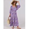 image:imageANRABESS Womens Boho Maxi Dresses 2026 Summer V Neck Puff Sleeve Floral Flowy Swing Fall Casual Long DressPurple Pink Floral