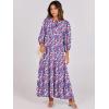 image:imageANRABESS Womens Boho Maxi Dresses 2026 Summer V Neck Puff Sleeve Floral Flowy Swing Fall Casual Long DressPurple Pink Floral